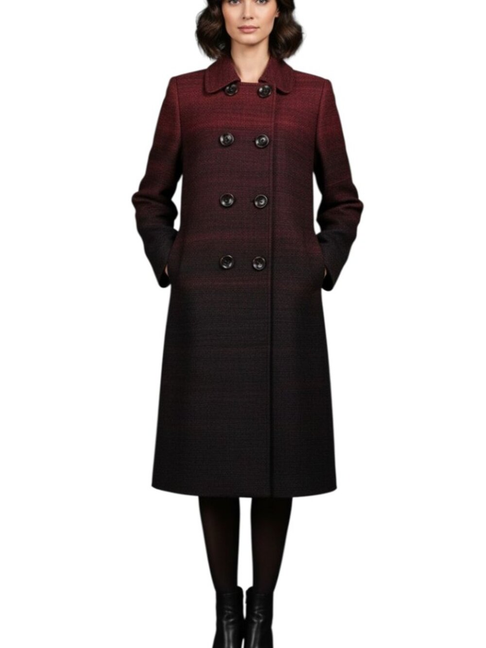 NWT Lafayette 148 New York Red Ombre Wool Blend Long Coat Size M | $1298